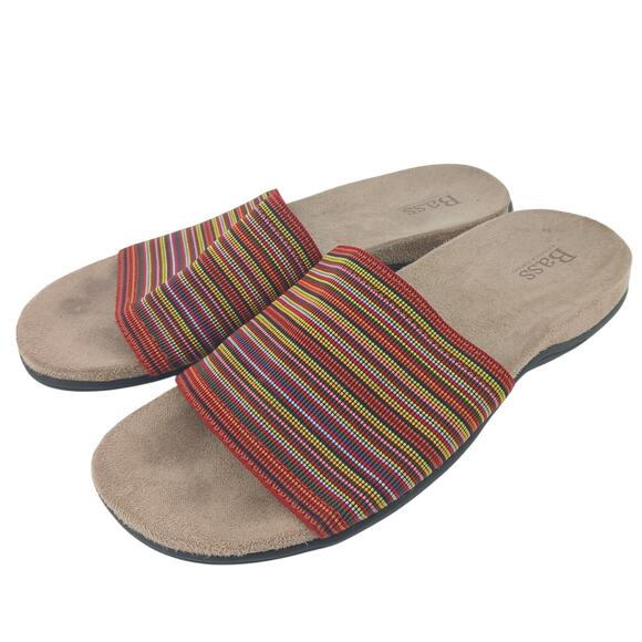 Bass Trinidad Boho Stripe Slip On Sandals Womens 6.5 Hippie Outdoors Festival - Picture 1 of 5